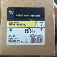New In Box General Electric GE TED134020WL 3P 480V 20A CB Black 3 Pole 20 Amps  picture