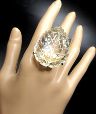 MASSIVE Genuine Quartz Carved Leaf Ring Size 11 picture