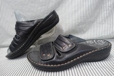 PROPET JUNE BLACK LEATHER COMFORT ADJUSTABLE SLIDE SANDALS 7.5W picture