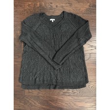 Sonoma Sweater Charcoal Women's XL Cable V-Neck picture