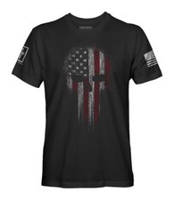 USA  American Military Skull Flag Patriotic T-Shirt picture