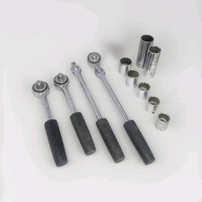 VTG Wright Tool Company Ratchet Lot Of 3 + Breaker Bar With Sockets 3/8