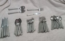 Super Rare Alvin Rondelle Pewter  Vintage Silverware 63 Pieces 12 Piece Setting picture