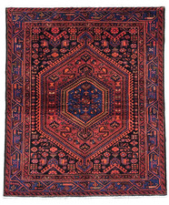 Vintage Zanjan Tribal Hand Knotted Wool Rug 5x7 Red Geometric Area Oriental Boho picture