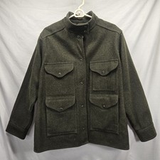 Vintage FILSON Made In USA Virgin Wool Green Mackinaw Cruiser Jacket Size Large picture