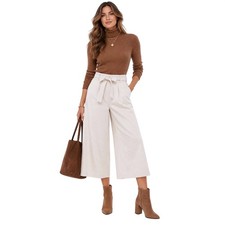 Maeve for Anthropologie Wide Leg Coulette Pants Womens Size 8 Cream Chic Neutral picture