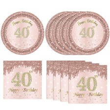 40 PCS 40th Birthday Decorations for Women 40th Birthday Plates and Napkins S... picture