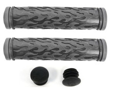 SUNLITE BICYCLE BIKE FLAME BLACK/GREY BICYCLE GRIPS W/ END PLUGS NEW picture