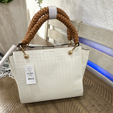 ALDO White Satchel Top Handle Bag Braided Double Handles Gold Hardware picture