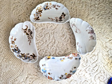 4 Antique Haviland & Co Limoges Dish Floral Crescent Shape bone dishes Plates picture