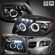 Black Fits 2007-2012 Dodge Caliber LED Halo Projector Headlights Lamps L+R 07-12 picture