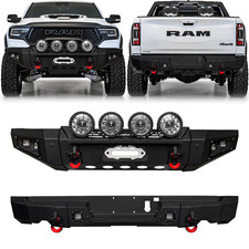 Vijay For 2019-2024 Dodge Ram 1500 Steel Front/Rear Bumper W/Winch Plate&Lights picture