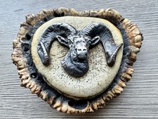 Vintage Ram Head Antler Belt Buckle picture