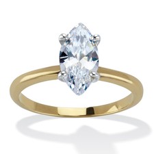 2 TCW Marquise Cubic Zirconia 18k Gold-Plated Solitaire Engagement Ring picture