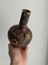 Rare Antique Ernest Chaplet Haviland & Cie 19th Century Ceramic Art Sandstone Vase Brown GOLD picture