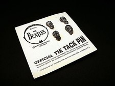 Vintage The Beatles Pinback Tie Tac Pin Set Official Pewter Heads On Card picture