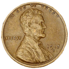 1917 S Lincoln Wheat Cent FINE - VERY FINE Condition Circulated Copper 1c Penny picture