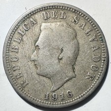 1916 El Salvador 5 Centavos, VG picture