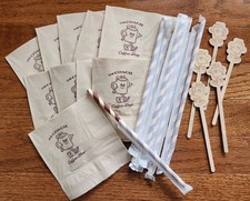 The Coach Coffee Shop Coffee Stirrers, Napkins,Straws w/Logo part of COACH brand picture