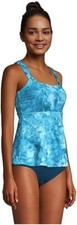 NWT Lands' End Women's Flutter Scoop Neck Tankini Swimsuit Top Size L $85 FLC156 picture