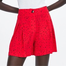 Zara Red and Black Patterned Shorts picture