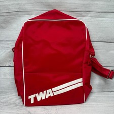 Vintage TWA Red Travel Bag with Shoulder Strap 70's Unused picture