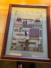 Framed Finished Cross Stitch Wall Art “Home of a Quilter”, Cottage Core picture