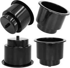 4 PCS Cup Holder Insert w/ Drain RV Boat Car Couch Golf Cart Elegant Black NEW picture