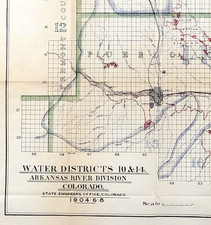 1909 COLORADO Irrigation Map PUEBLO - EL PASO - MANITOU SPRINGS - TIMBER LANDS picture