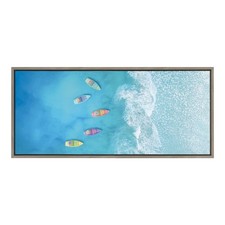 Kate and Laurel Sylvie Tropical Escape Framed Canvas 18x40 Gray picture