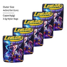 100X 3.5g Lemon Elixir Mad Scientist Smell Proof Stand Up Mylar Zip Storage Bags picture