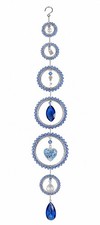 Blue Enchanted Keepsake Crystal Suncatcher 20” Heart Key Window Decor picture