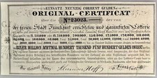 German States Freie Stadt Frankfurt Lotterie Original Certificat 1848 picture