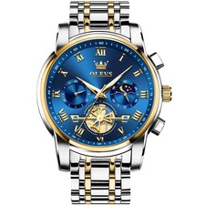 OLEVS Luxury Waterproof Big Face Stainless Steel Multifunction Mens Watch picture