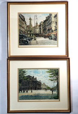 Pair of Austrian Etchings one by Leopold Hoffman Signed In Pencil & other print picture