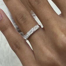 0.7ct F/VS2 Baguette Cut Lab Created Diamond White Gold Band Ring Certified Rare picture