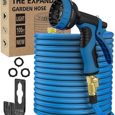 100ft Expandable Rubber Garden Hose 10-Function Spray Nozzle Lightweigh picture