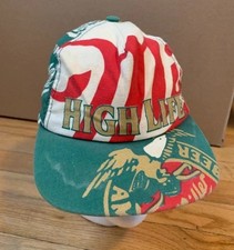 Vintage VTG Miller High Life All Over Print Snapback Hat Miller Lite picture