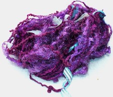Handspun Art Yarn, 62 yards, Purple, Aqua, Wool, Fire Star Fibers picture