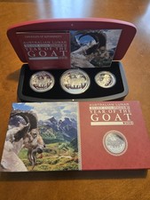 2015 Year Goat Sheep Ram Lunar Zodiac 3 Coin Pure Silver Proof Set 3.5 Oz Total picture