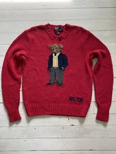 Vintage Y2K  2001 Polo Ralph Lauren Executive Bear Red Hand-Knit  Sweater  picture