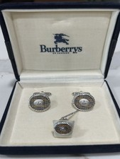 Vintage Burberrys of London Nova Check Cufflinks & Tie Tack Set With Box picture