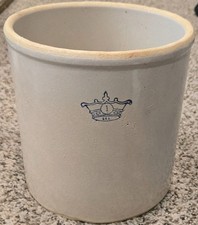 Vintage Robinson Ransbottom 1 Gallon Blue Crown Stoneware Crock – Glazed – USA picture