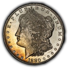 1880-S $1 Morgan Silver Dollar - Original Toning - Glassy BU - SKU-D7615 picture