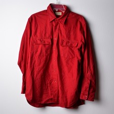 VTG LL Bean Chamois Cloth Flannel Shirt Men 16.5 Large Red Heavyweight USA Made picture