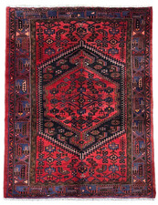 Vintage Zanjan 5x7 Tribal Geometric Hand Knotted Wool Rug Oriental Black Area picture