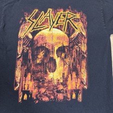Slayer Final World Tour 2019 T Shirt L Black Skull Double Sided Metal Band Tee picture