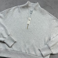 Varley Davidson Sweat Pullover Women L Ivory DoubleSoft Quarter Zip Quiet Luxury picture