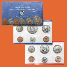 1991 U.S. Mint Set ~ 12 Coins ~ P & D ~ Uncirculated Government Packaging OGP picture
