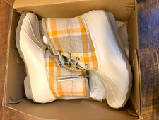 Sperry Saltwater Plaid Ivory Rain Boots Non-Slip Lace Up Women’s US 9 M picture